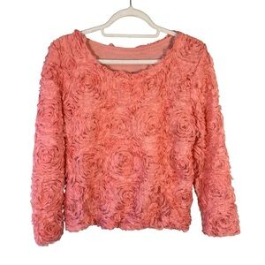 Floral 3D Textured Pink Top Size M Cottagecore Feminine Romantic Dressy